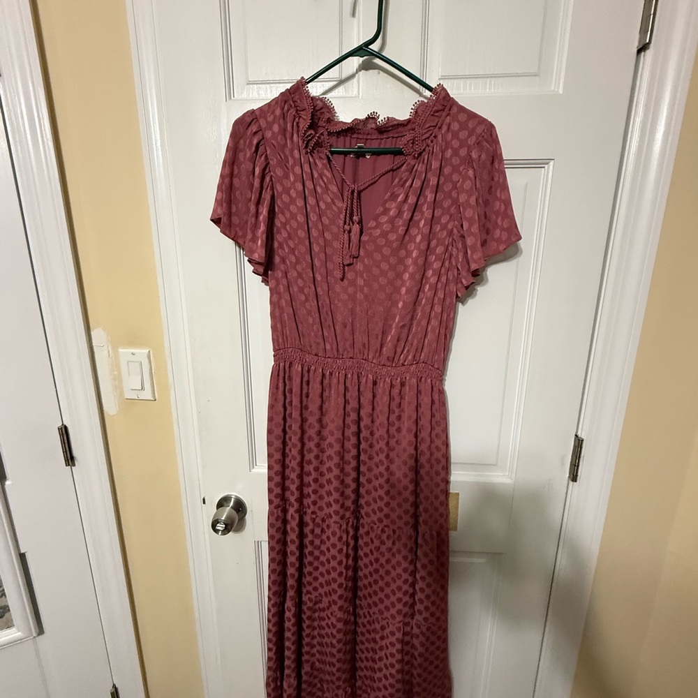 Max Studio Mauve Polka Dot Midi Dress